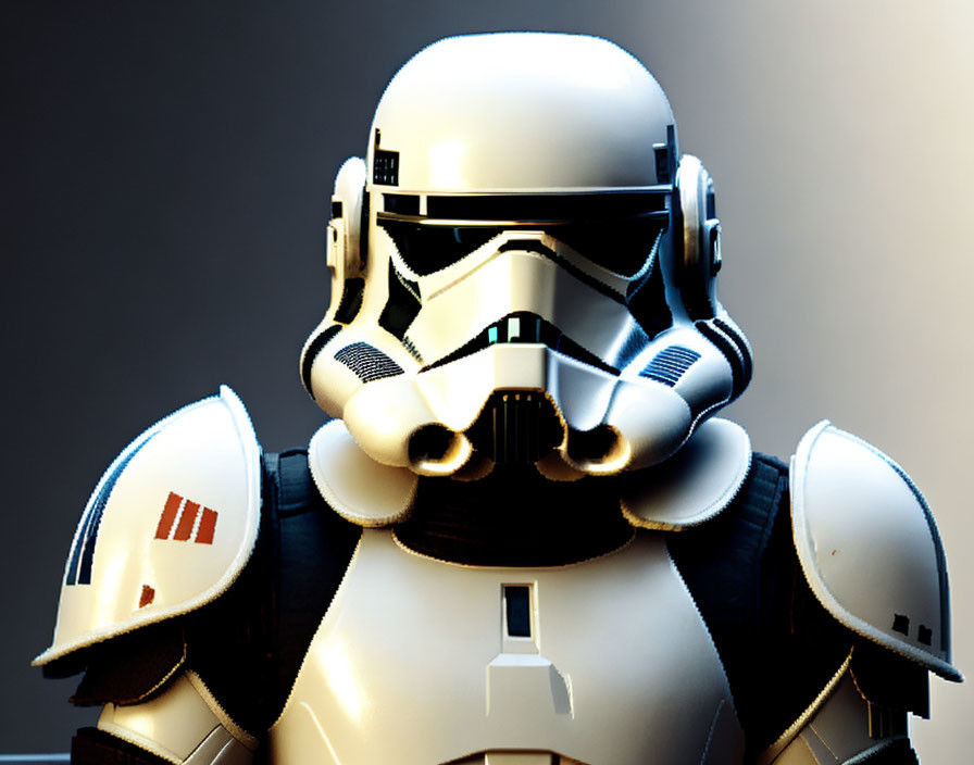 Detailed view of Stormtrooper helmet and armor on dark background