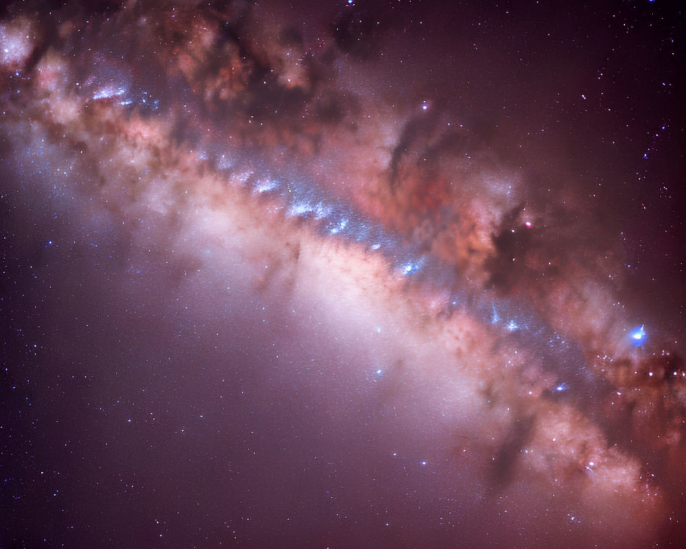 Vibrant starry galaxy with purple and pink hues and cosmic dust lanes