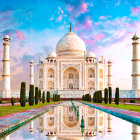 Taj Mahal with Sand Dunes in Desert Landscape