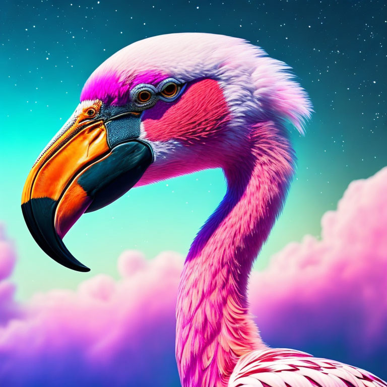 Colorful Flamingo Artwork with Surreal Twist