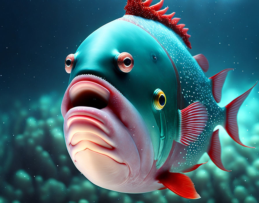 Vibrant cartoon fish swimming in colorful coral reef