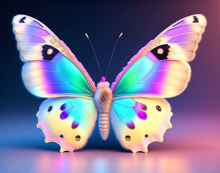 Colorful Butterfly Illustration with Detailed Wings on Gradient Background