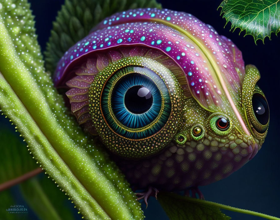 Colorful Chameleon Artwork with Detailed Eye and Vibrant Scales