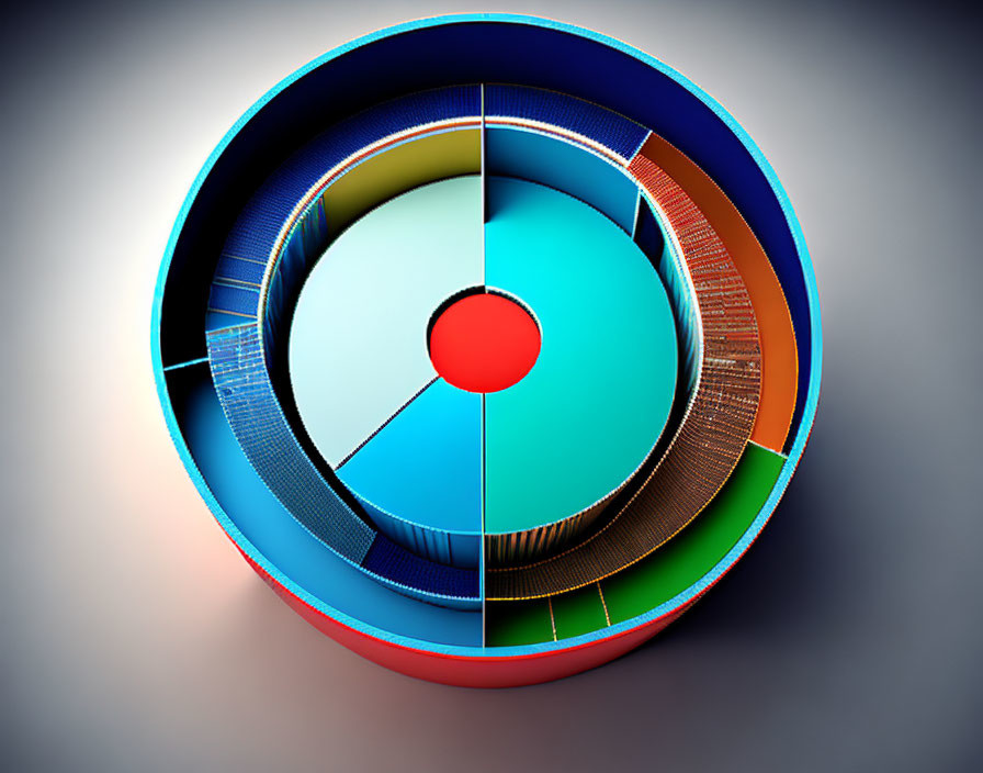 Colorful 3D circular chart with vibrant segmented colors