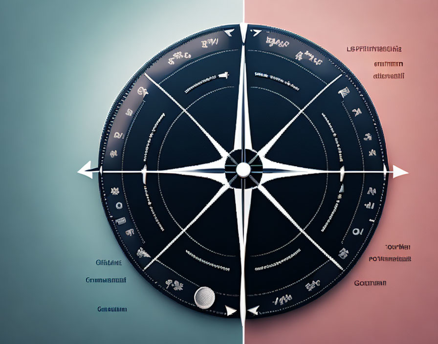 Astrological Zodiac Wheel with Sign Symbols on Dual-tone Background