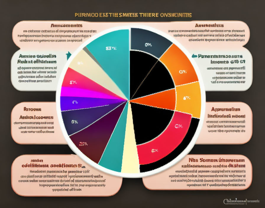 Vibrant Pie Chart with Percentages and Annotations on Dark Starfield Background