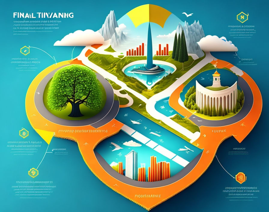 Vibrant Business Growth Journey Infographic with Symbolic Landmarks