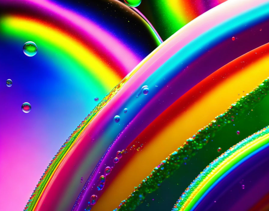 Colorful Soap Bubble Macro Photo with Rainbow Swirls