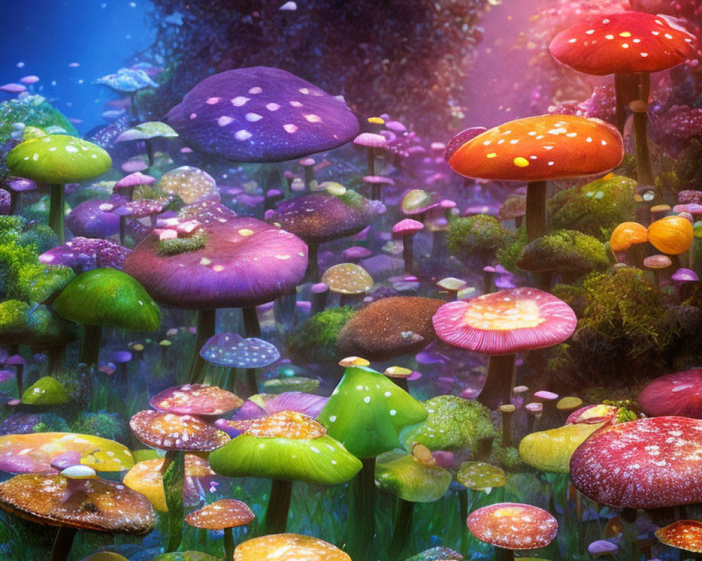 Fantastical Mushroom Forest in Vibrant Colors