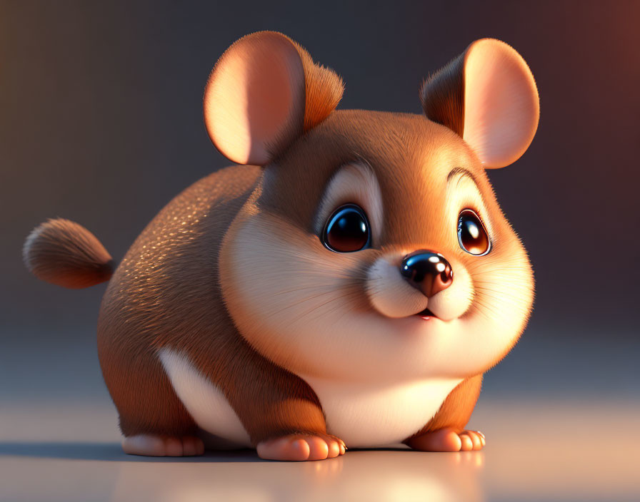 Adorable chubby cartoon hamster with big glossy eyes