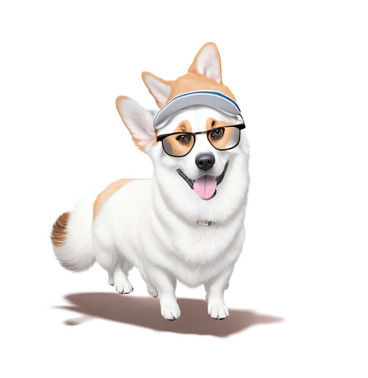 Playful Pembroke Welsh Corgi Dog with Goggles and Tongue Out