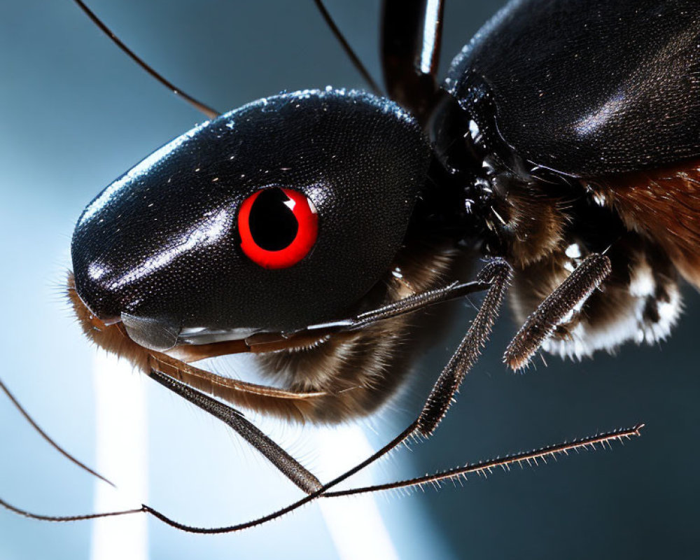 Detailed Stylized Cockroach with Shiny Black Body and Red Eye