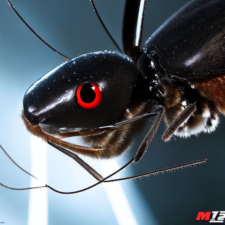 Detailed Stylized Cockroach with Shiny Black Body and Red Eye