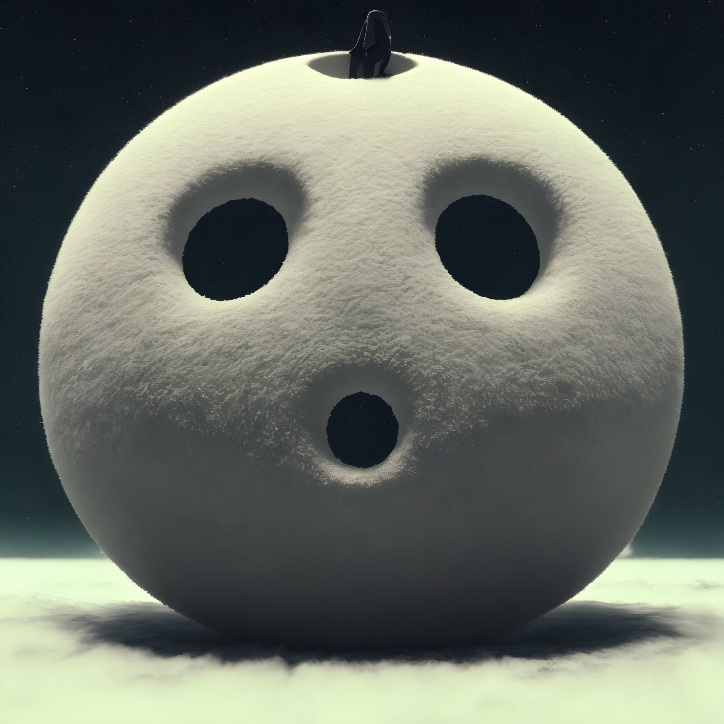 Snow-covered Jack-O'-Lantern Against Starry Night Sky