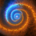 Vibrant cosmic spiral in blue and orange hues