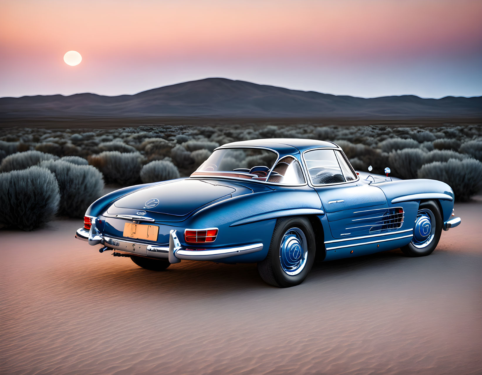 Vintage Mercedes-Benz 300SL Gullwing in Desert Sunset