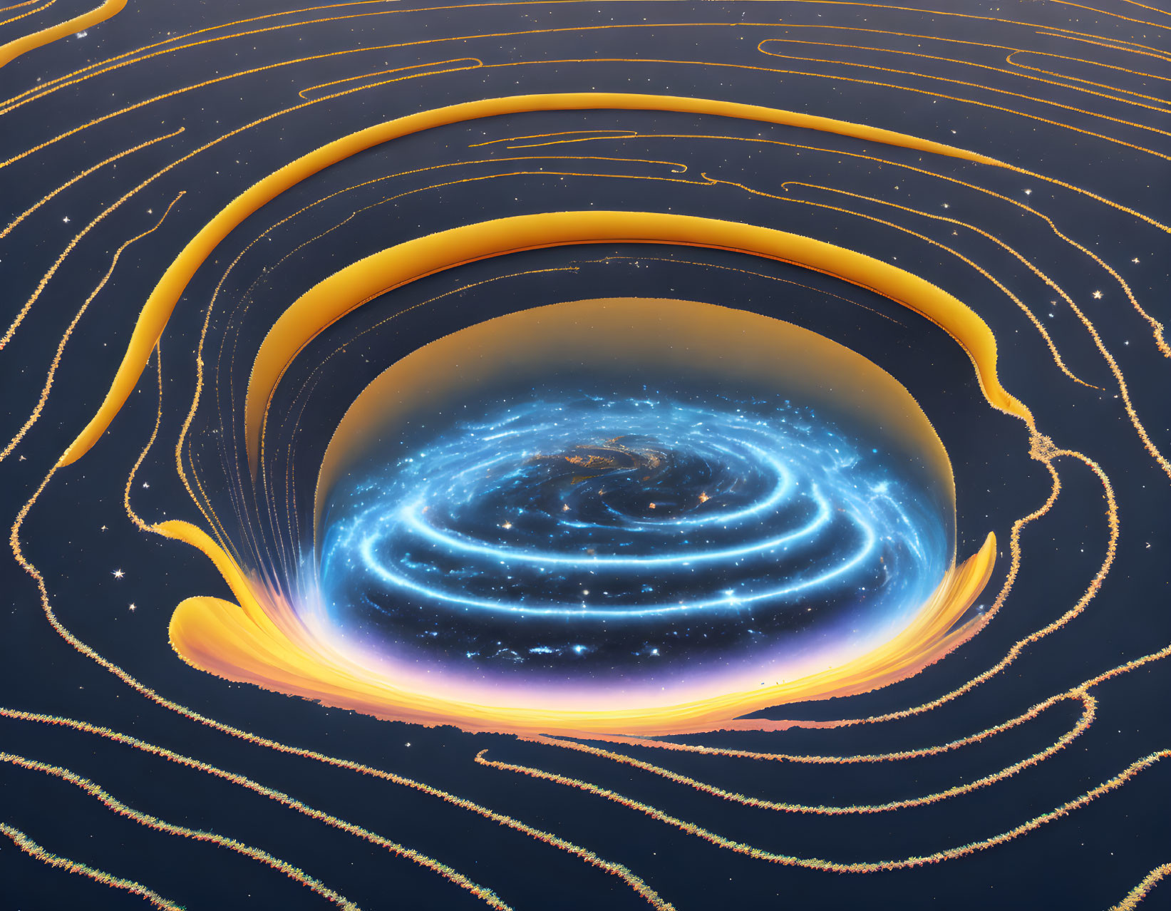 Spiral galaxy gravitational wave illustration