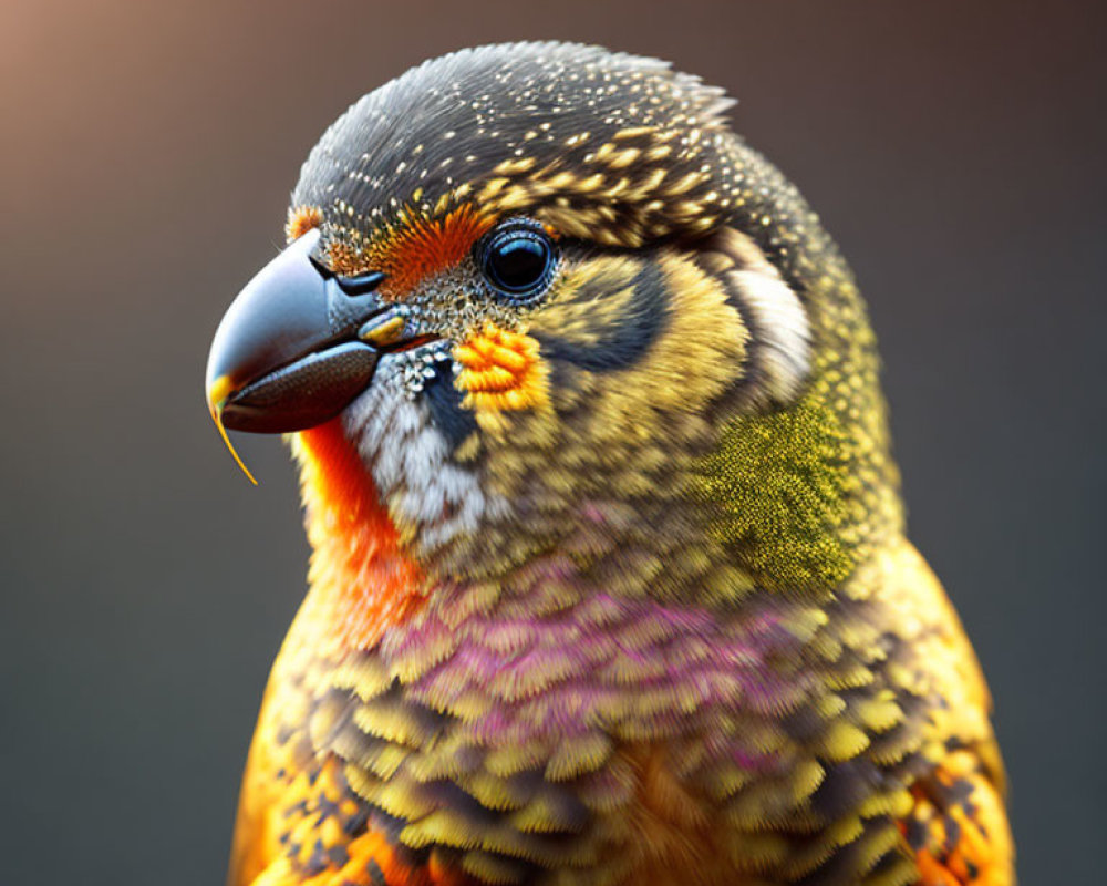 Colorful Parakeet with Detailed Plumage on Soft-focus Background