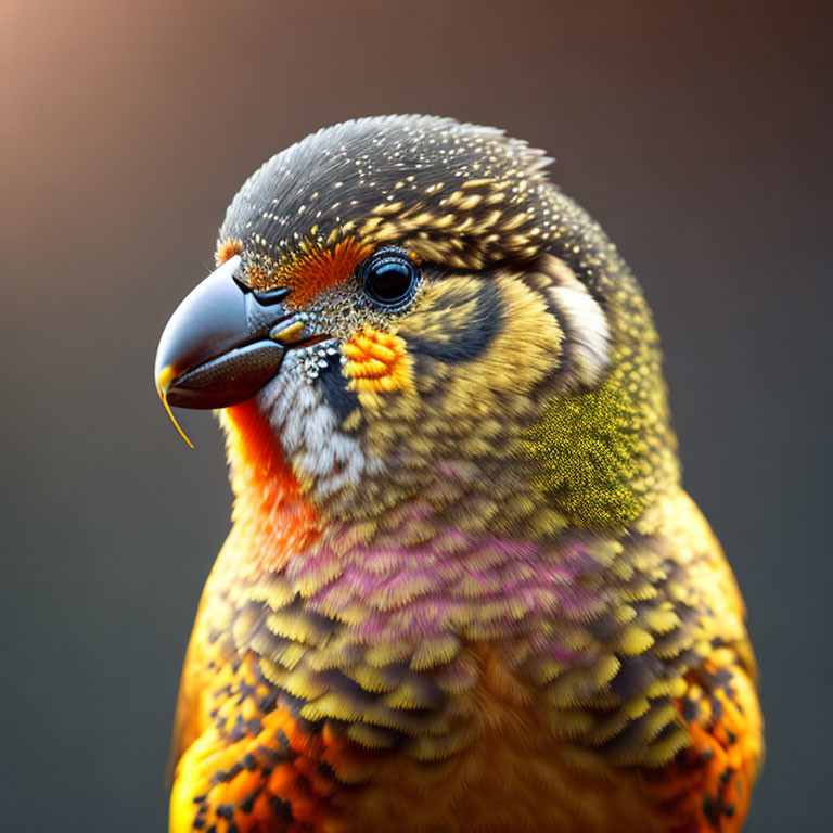 Colorful Parakeet with Detailed Plumage on Soft-focus Background