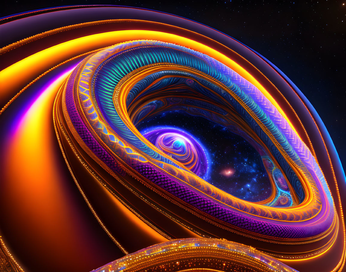 Colorful Fractal Art of Swirling Galaxy Pattern