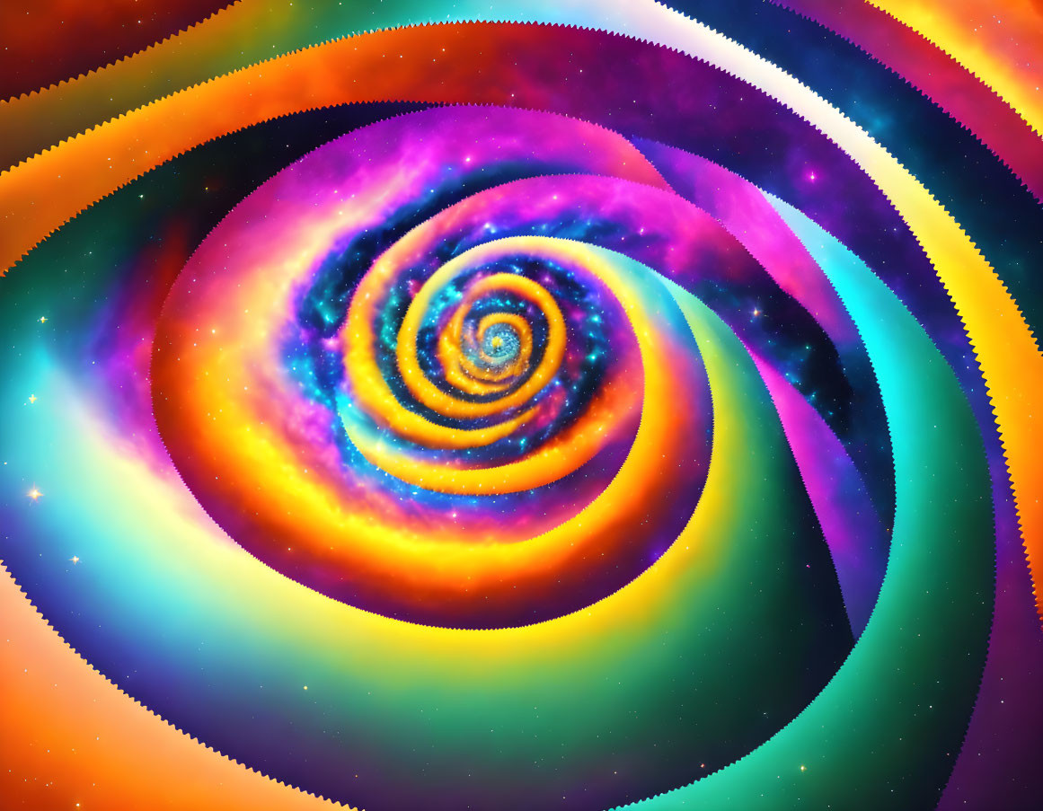 Colorful Digital Art: Psychedelic Neon Spiral Galaxy Theme