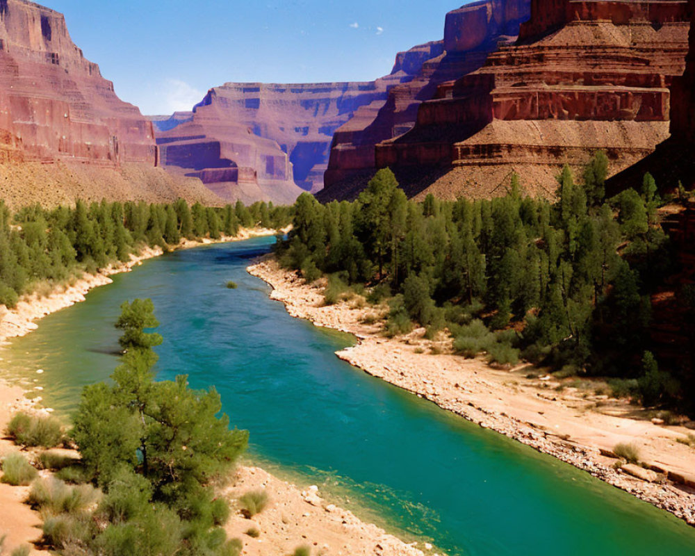 Scenic river winding through layered canyon rocks