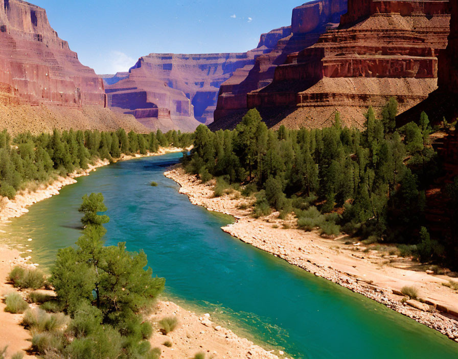 Scenic river winding through layered canyon rocks