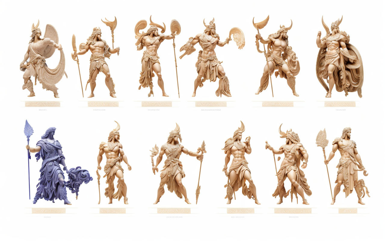 Fantasy Character Figurines: Warriors, Magicians, and Creatures in Dynamic Poses