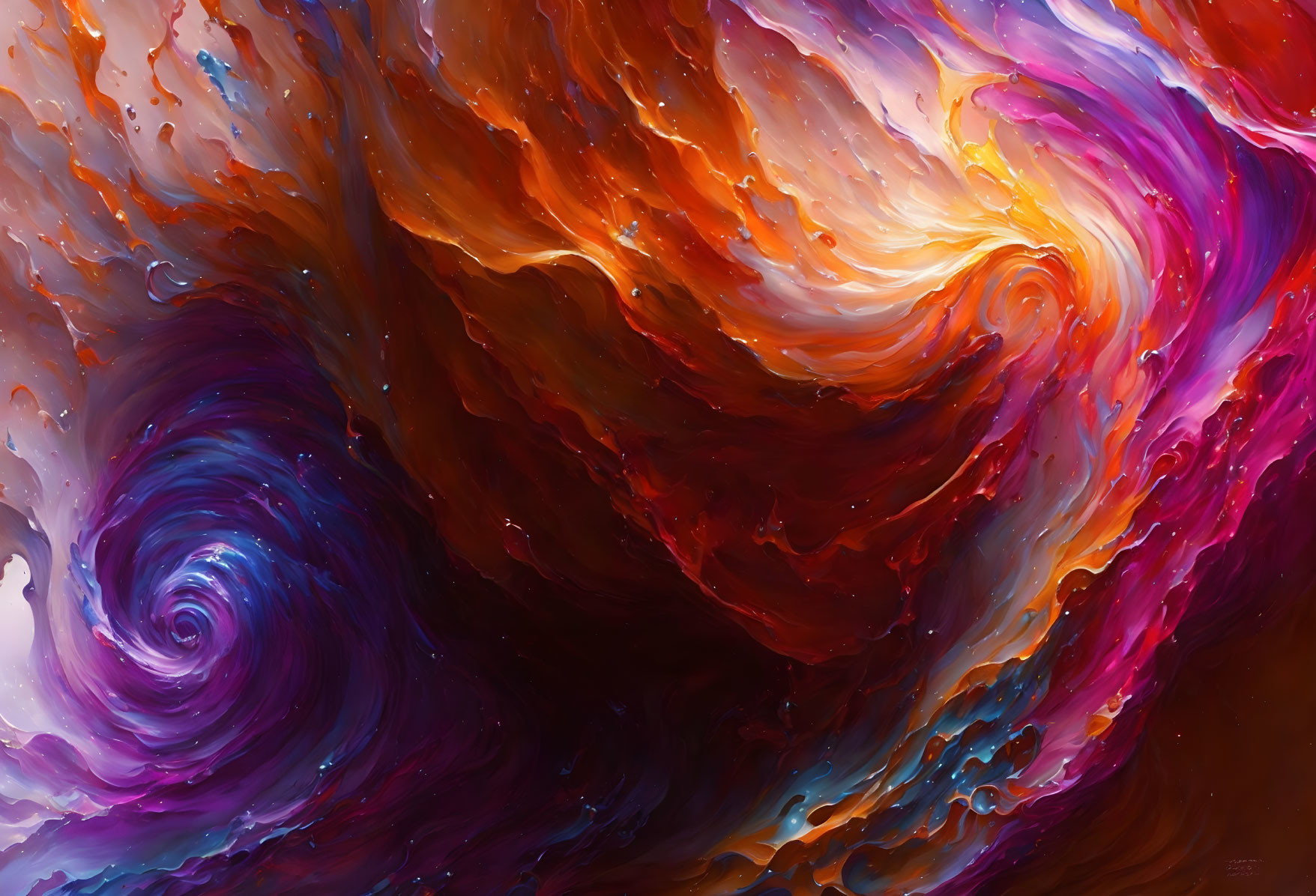 Colorful digital artwork: swirling orange, purple, and red hues.