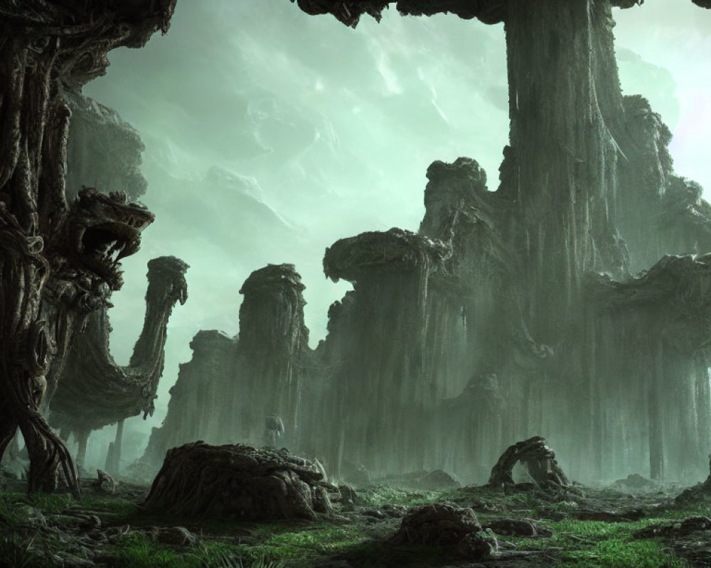 Towering Trees and Cascading Waterfalls in Alien Forest