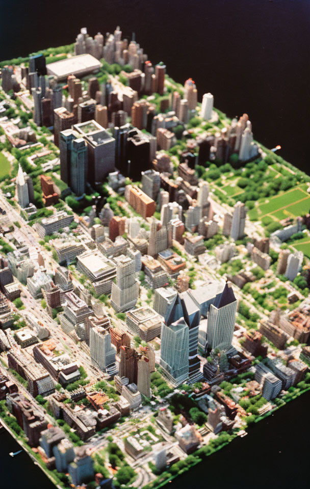 Densely Built Urban Area with Skyscrapers and Green Parks