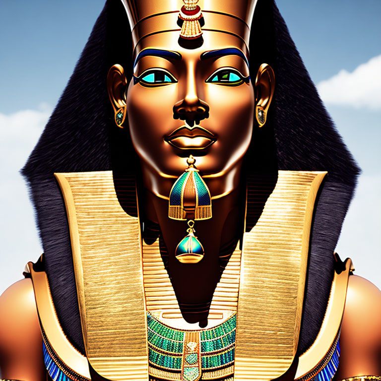 Ancient Egyptian Pharaoh Illustration with Traditional Attire