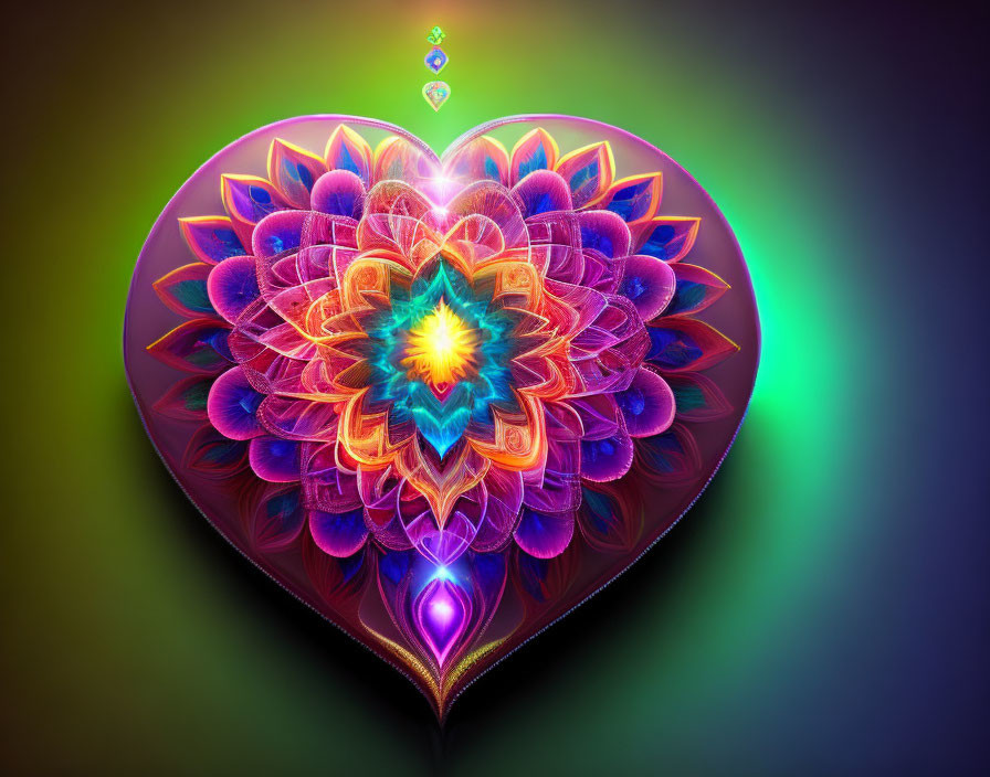 Colorful Heart-Shaped Floral Illustration on Gradient Background