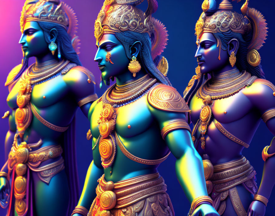 Vibrant traditional Indian figures on colorful background