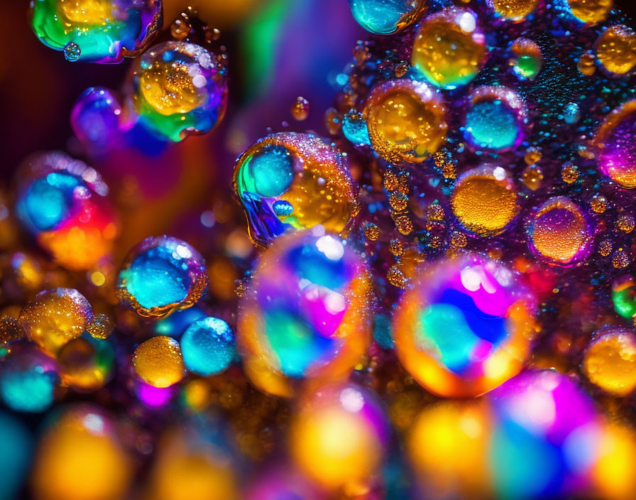 Colorful Cluster of Vibrant Bubbles Reflecting Light Patterns