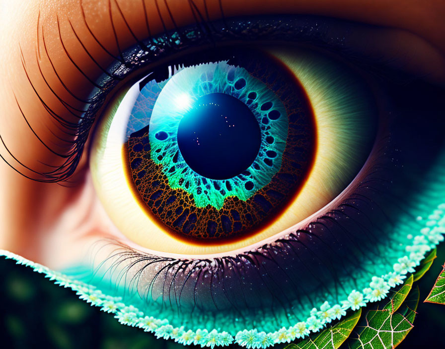 Detailed Close-Up of Vibrant Blue Human Eye with Intricate Iris Patterns