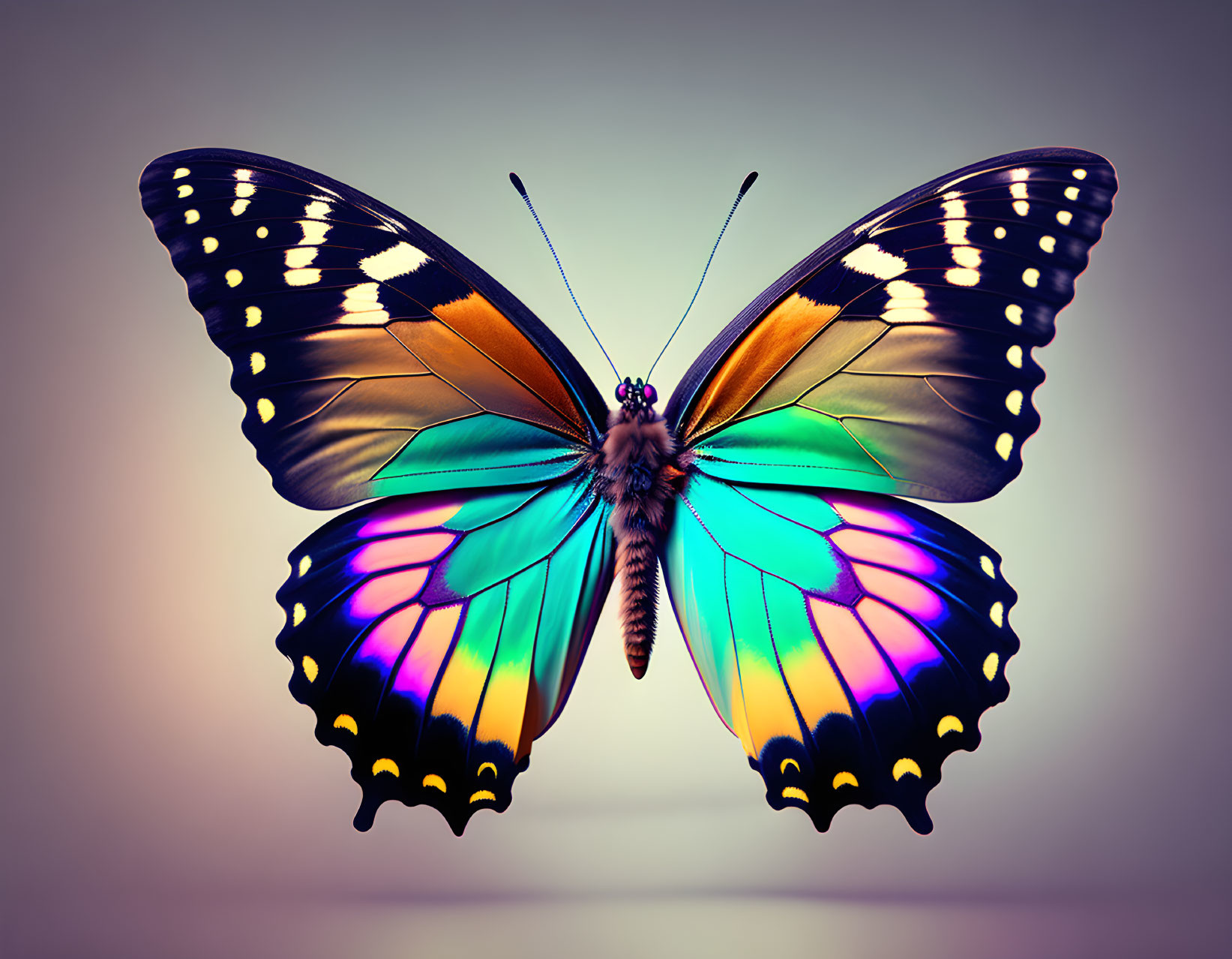 Colorful Butterfly with Spread Wings on Soft Background