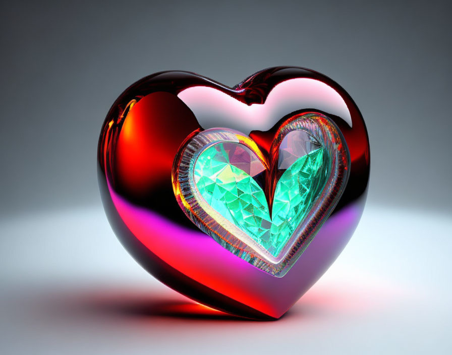 Colorful 3D Nested Hearts on Gradient Background