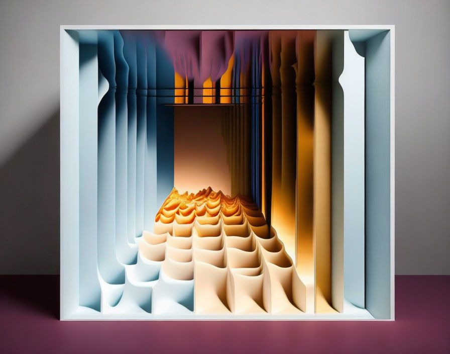 Colorful 3D Paper Art: Arches in Blue, Orange, and Pink