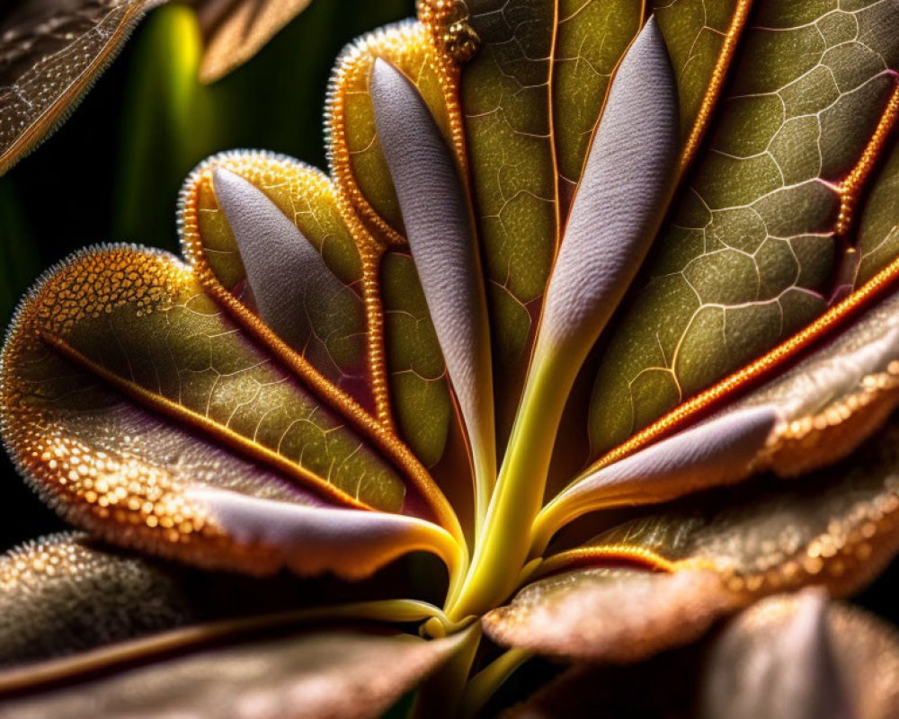 Pointed green leaves of a radiant succulent plant with fine hairs.