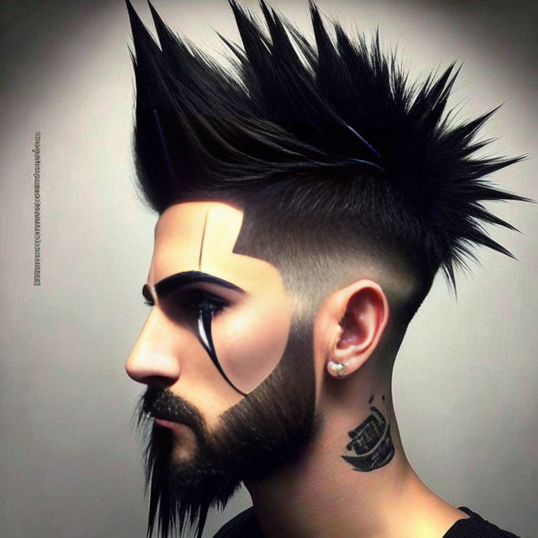 Sharp Geometrical Undercut Hairstyle with Full Beard