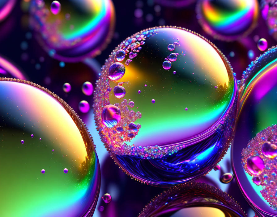 Vibrant Soap Bubbles with Light Reflections