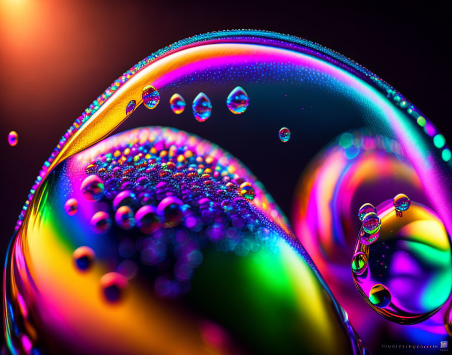 Colorful Soap Bubble Macro Photography with Reflective Patterns