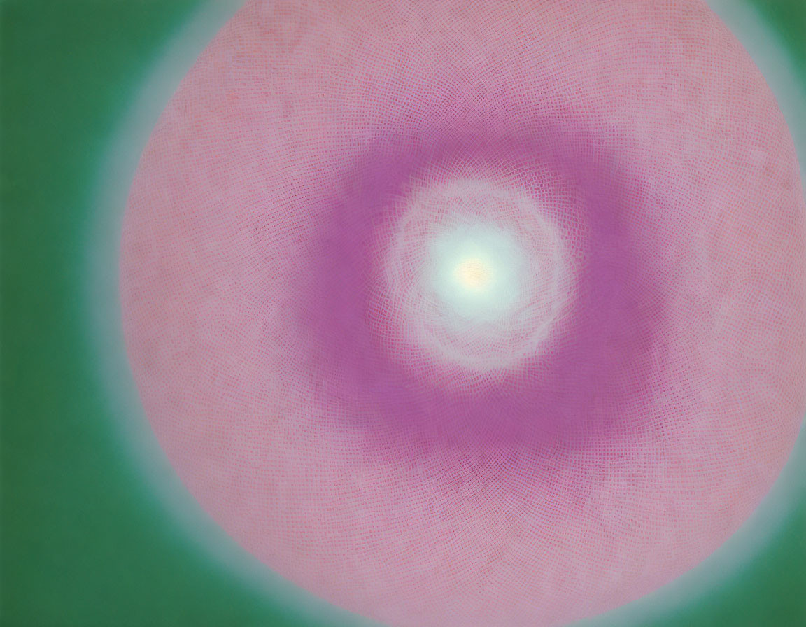 Circular Blurred Image with Bright Spot on Pinkish Green Background