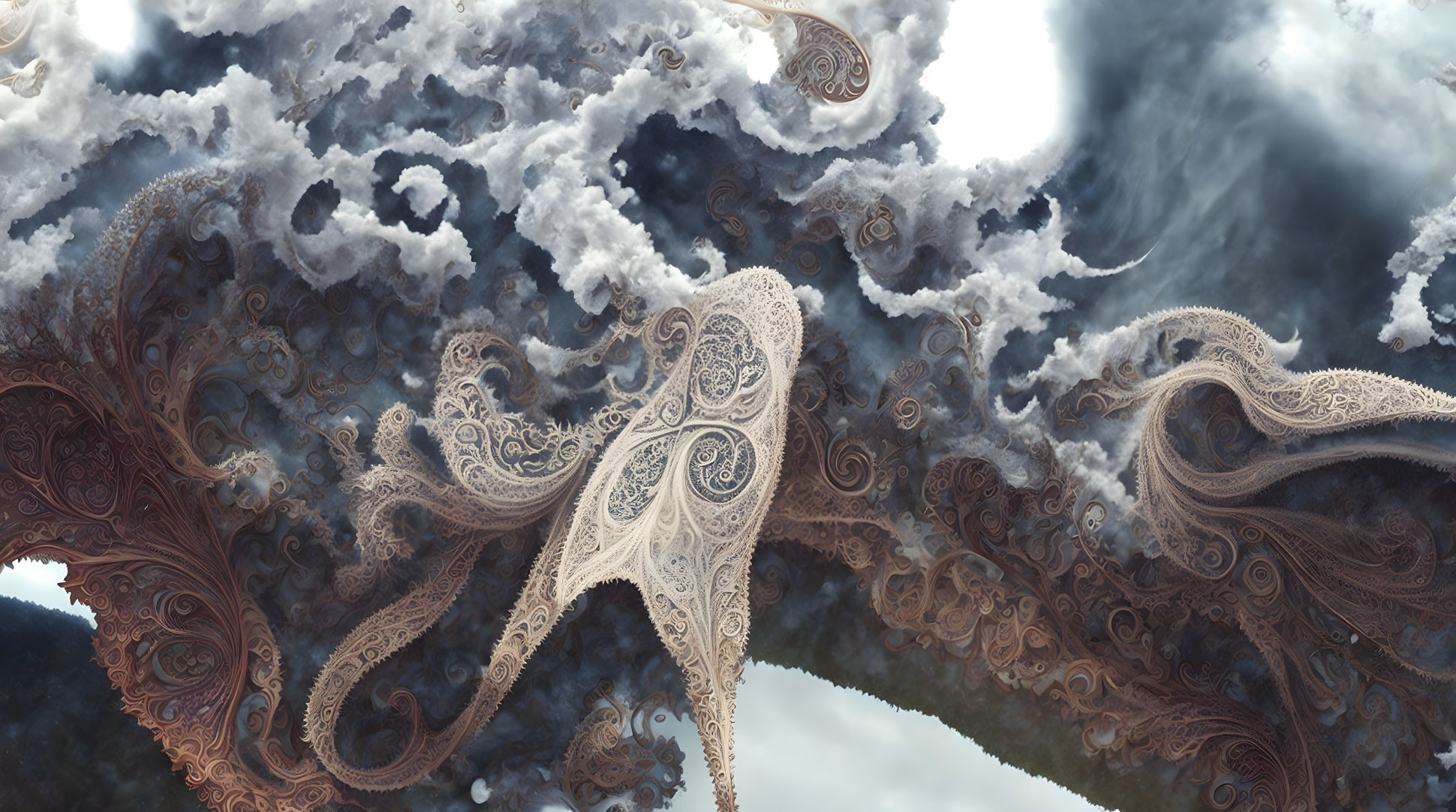 Intricate Earthy Fractal Pattern with Cloud-like Shapes