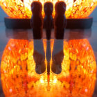 Symmetrical Abstract Image with Glowing Orange Patterns