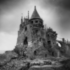 Haunting Castle in a Barren, Post-Apocalyptic Landscape