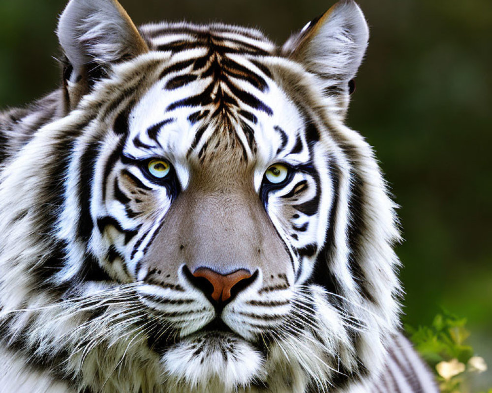 Close-Up Tiger Face with Striped Fur and Intense Eyes