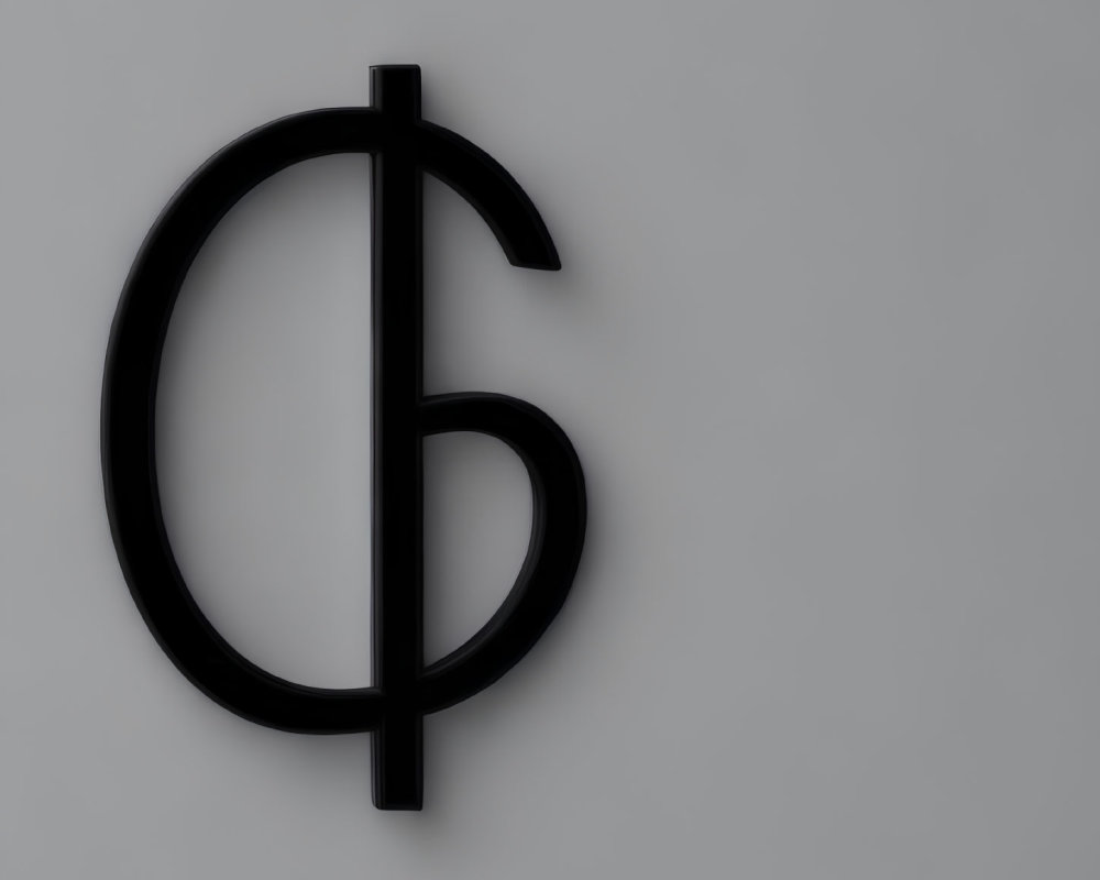 Black Dollar Sign Symbol Mounted on Light Grey Wall: Symbolizing Currency or Finance