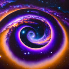 Colorful Spiral Galaxy Artwork with Purple and Orange Swirls